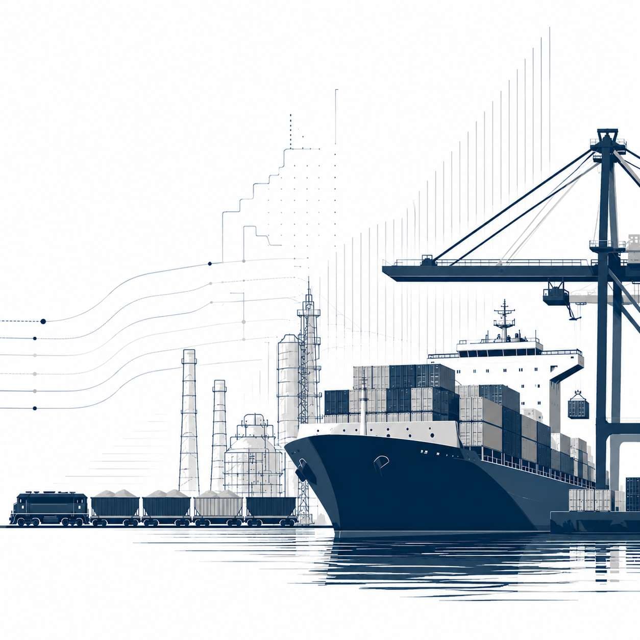 Cargo ship and port infrastructure representing UK CBAM imports